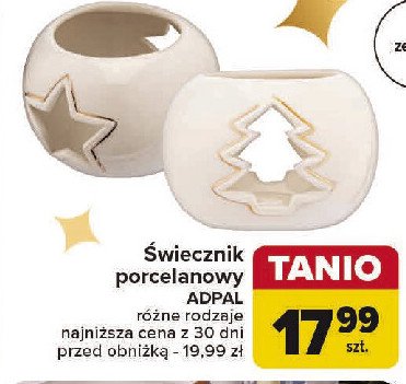 Świecznik porcelanowy Adpal promocja w Carrefour