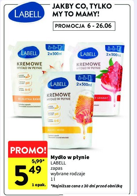 Kremowe mydło w płynie granat Labell promocja