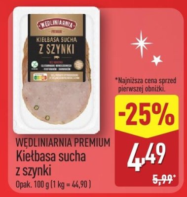  Kiełbasa sucha z szynki promocja w Aldi