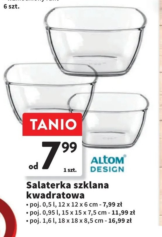 Salaterka kwadratowa 950 ml Altom design promocja w Intermarche