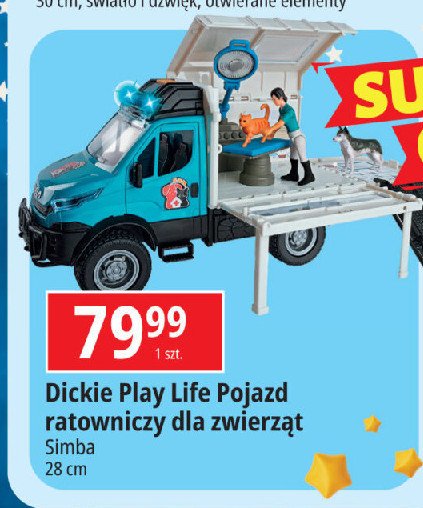 Pojazd ratowniczy dla zwierząt 28 cm Dickie toys promocja w Leclerc