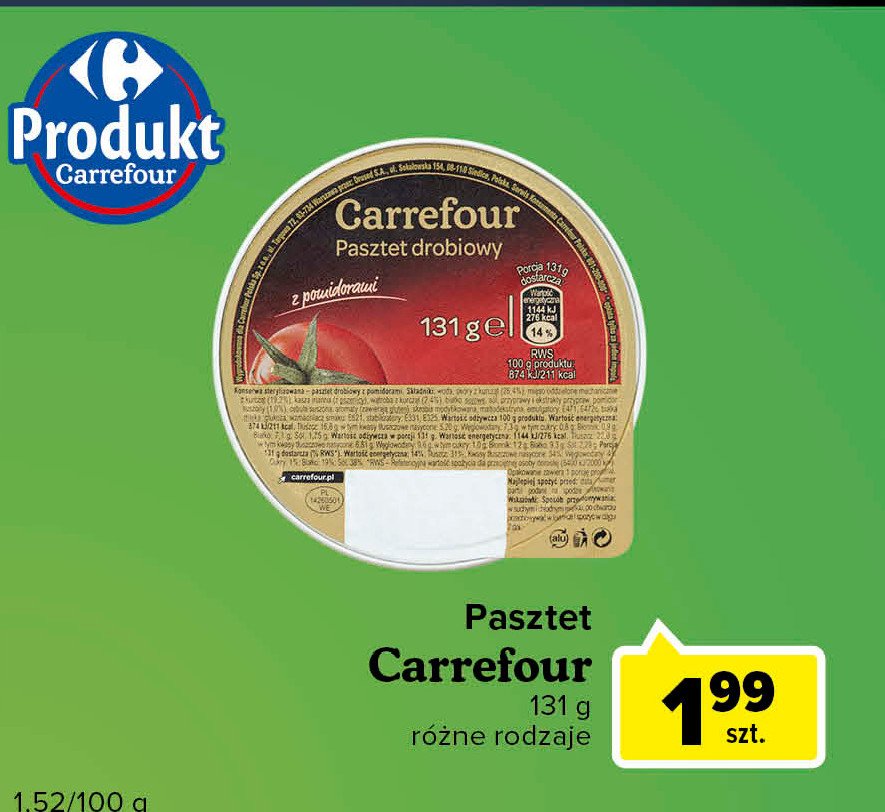 Pasztet z pomidorami Carrefour promocja