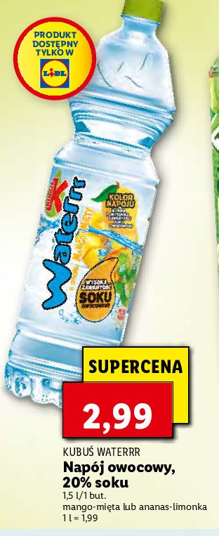 Woda mango-mięta Kubuś waterrr promocja