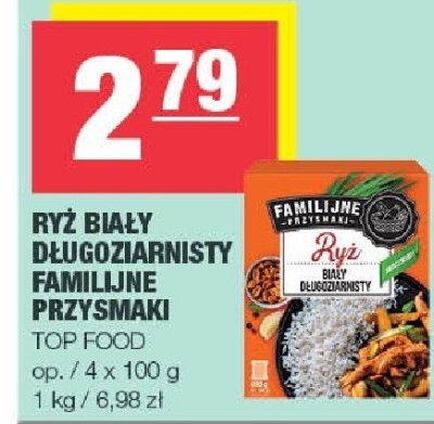 Ryż biały długoziarnisty Familijne Przysmaki Top Food promocja w SPAR