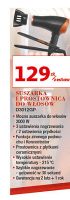 Suszarka do w艂os贸w + prostownica d3012gp Remington promocja