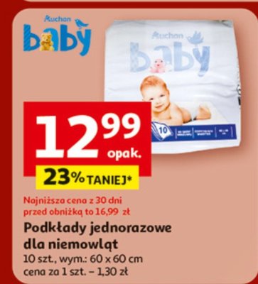 Podkłady jednorazowe dla niemowląt promocja w Auchan