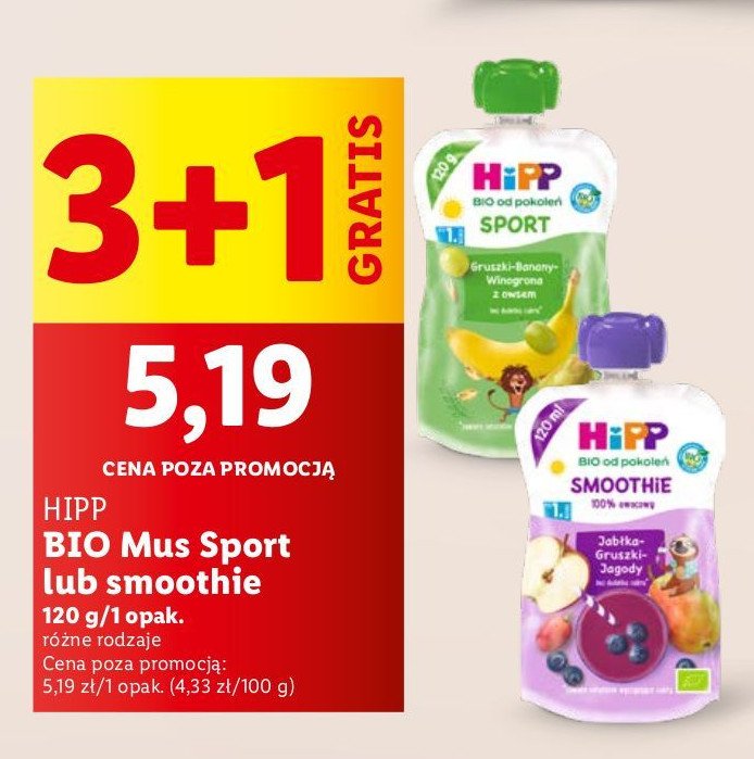 Smoothie drink jabłka gruszki jagody Hipp hippis promocja