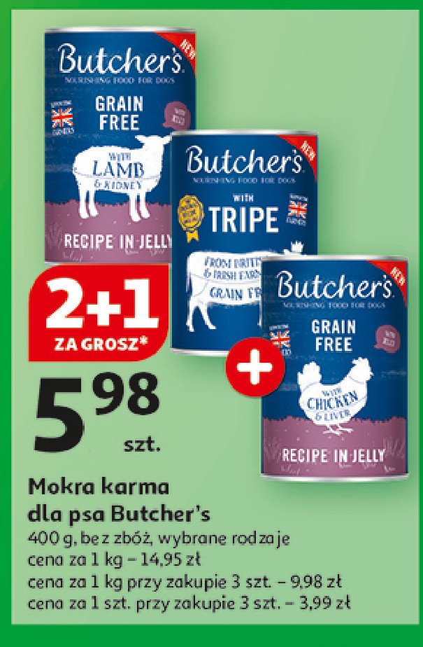 Karma dla psa pasztet z wołowina Butcher's promocja w Auchan