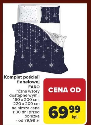 Komplet pościeli flanelowej 160x200 cm, różne wzory Faro promocja w Carrefour