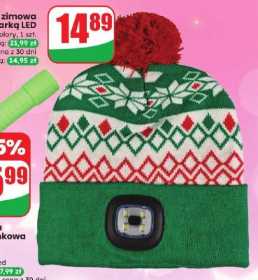 Czapka zimowa z latarką LED, różne wzory i kolory promocja w Dino