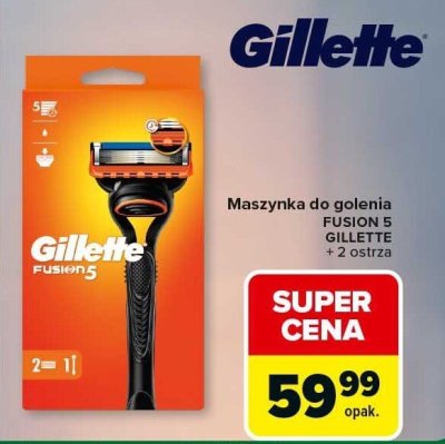 Maszynka do golenia Gillette FUSION 5 + 2 ostrza promocja w Carrefour Market