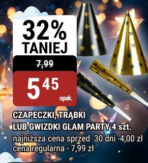 Czapeczki, trąbki lub confetti na party 4 szt promocja w bi1