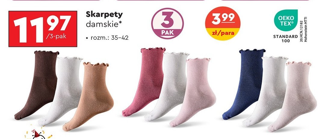 Skarpety damskie 35-42 Cleve promocja w Biedronka