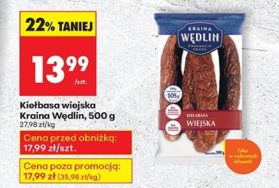 Kiełbasa wiejska Kraina Wedlin, 500 g promocja w Biedronka