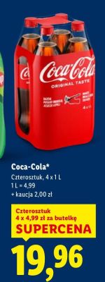Napój gazowany Coca-Cola Zero 4x1 l promocja w Lidl