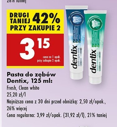 Pasta do zębów extra clean white Dentix promocja w Biedronka