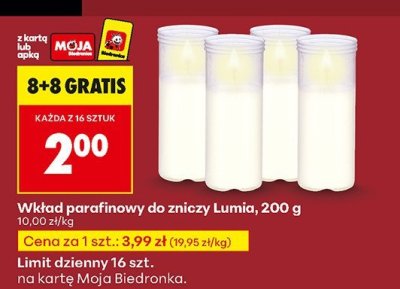 Wkład parafinowy do zniczy promocja w Biedronka