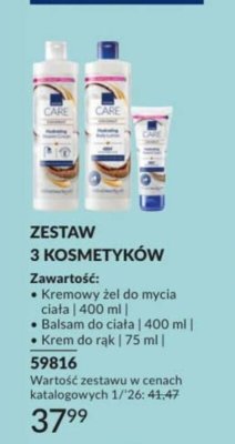 Zestaw 3 kosmetyków - Kremowy żel do mycia ciała 400ml, Balsam do ciała 400ml, Krem do rąk 75ml promocja w AVON
