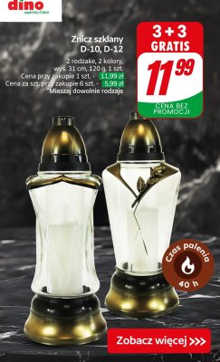 Znicz szklany D-10 3+3 GRATIS promocja w Dino