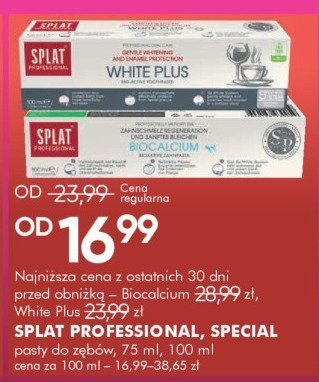 SPLAT PROFESSIONAL, SPECIAL pasty do zębów, 75 ml, 100 ml promocja w Super-Pharm
