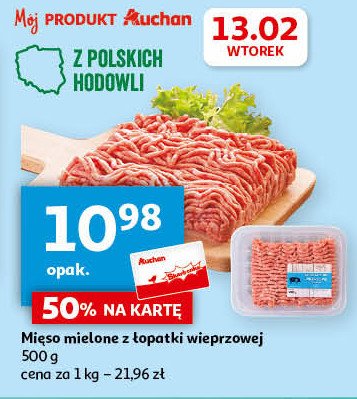 Mięso mielone z łopatki wieprzowej Auchan promocja