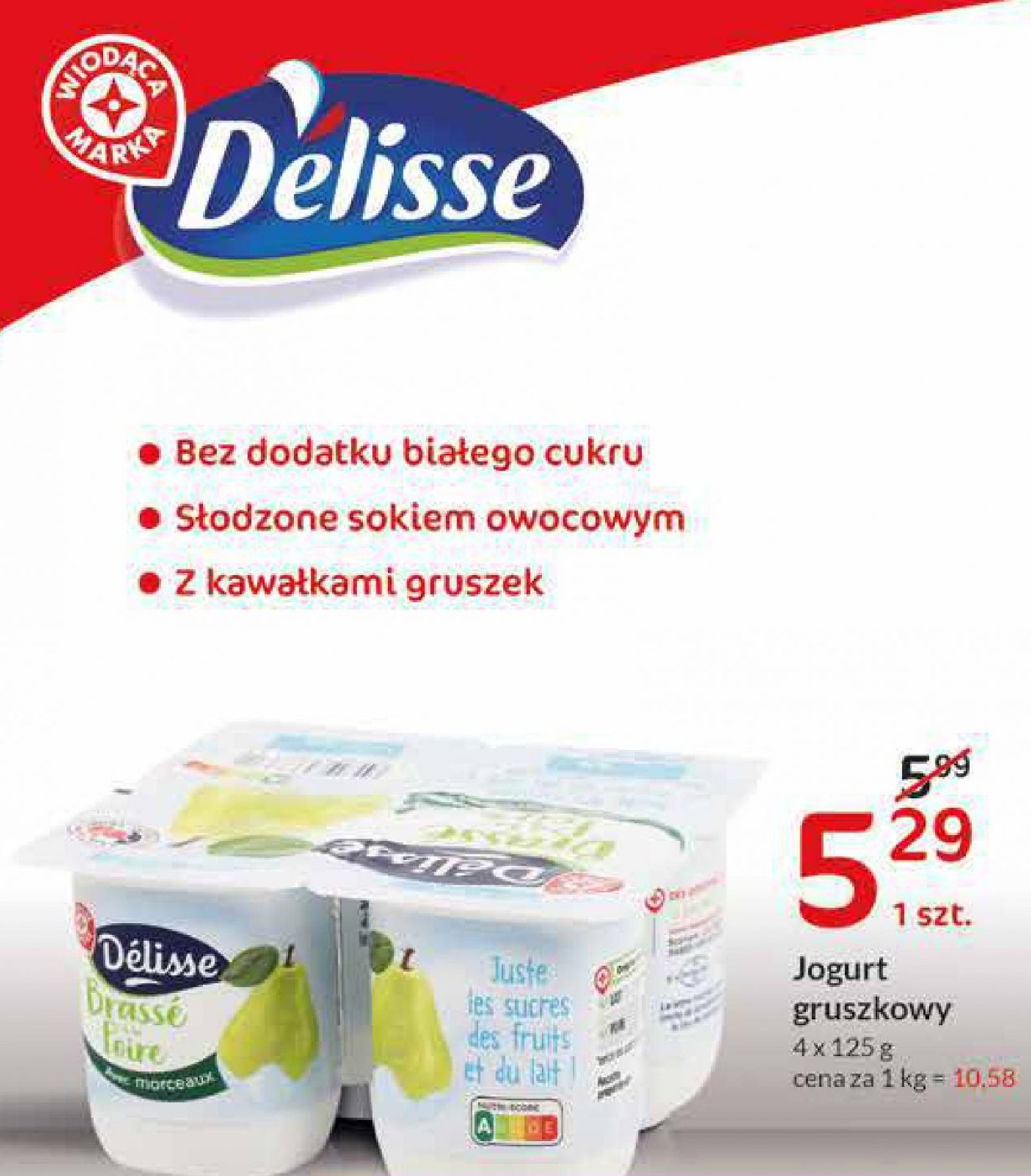 Jogurt gruszka Wiodąca marka delisse promocja