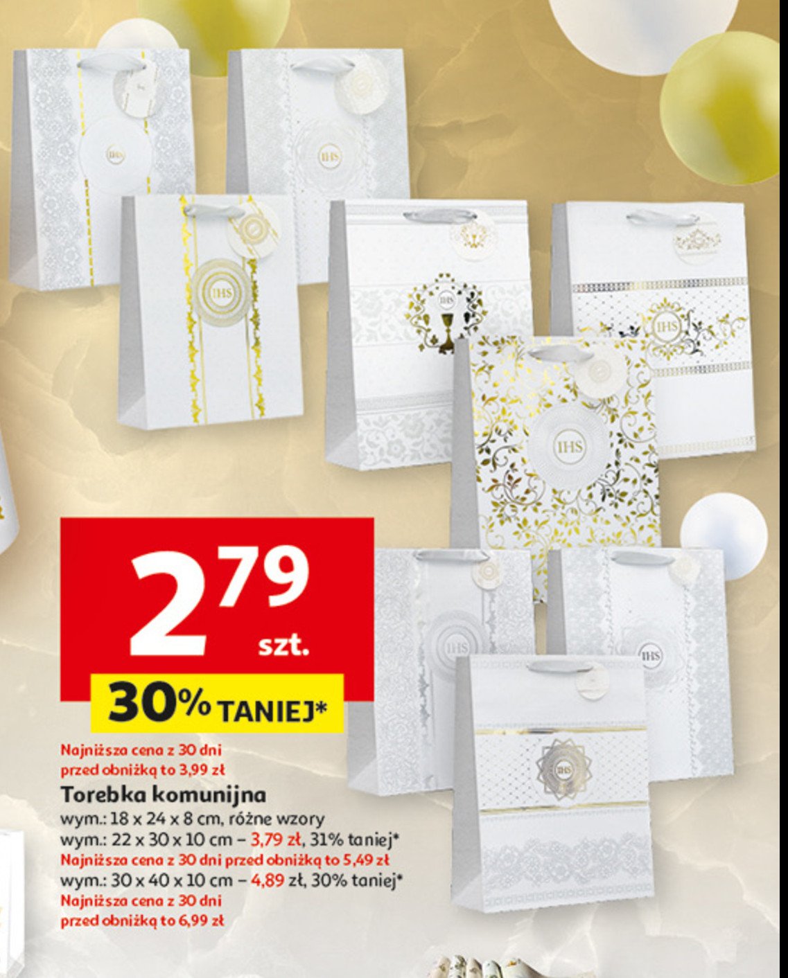 Torba komunijna mała 18 x 24 x 8 cm Avanti (papeteria) promocja w Auchan