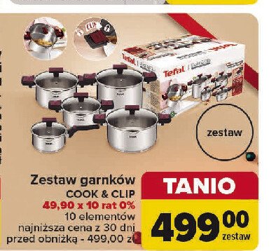 Komplet garnków cook & clip Tefal promocja w Carrefour