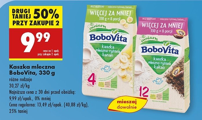 Kaszka mleczno-ryżowa banan Bobovita mniam promocja