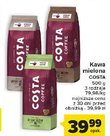 Kawa mocno palona Costa coffee signature blend promocja