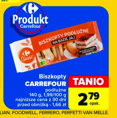 Biszkopty podłużne Carrefour classic promocja