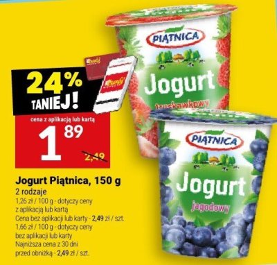 Jogurt Piątnica, 150 g promocja w Twój Market