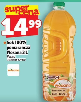 Sok 100% pomarańcza Wosana 3L promocja w TOPAZ