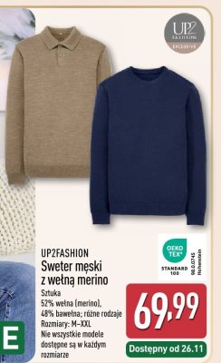 Sweter męski z wełną merino UP2FASHION promocja w Aldi
