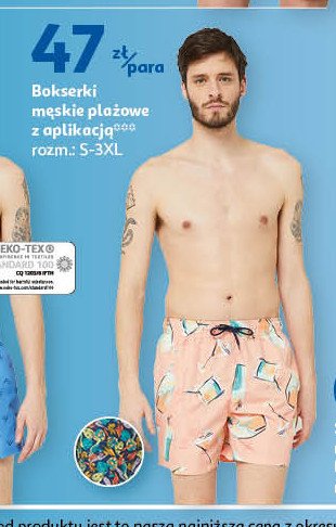 Bokserki plażowe z aplikacją s-3xl Auchan inextenso promocja
