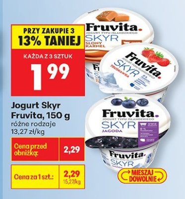 Jogurt Skyr Fruvita różne rodzaje promocja w Biedronka