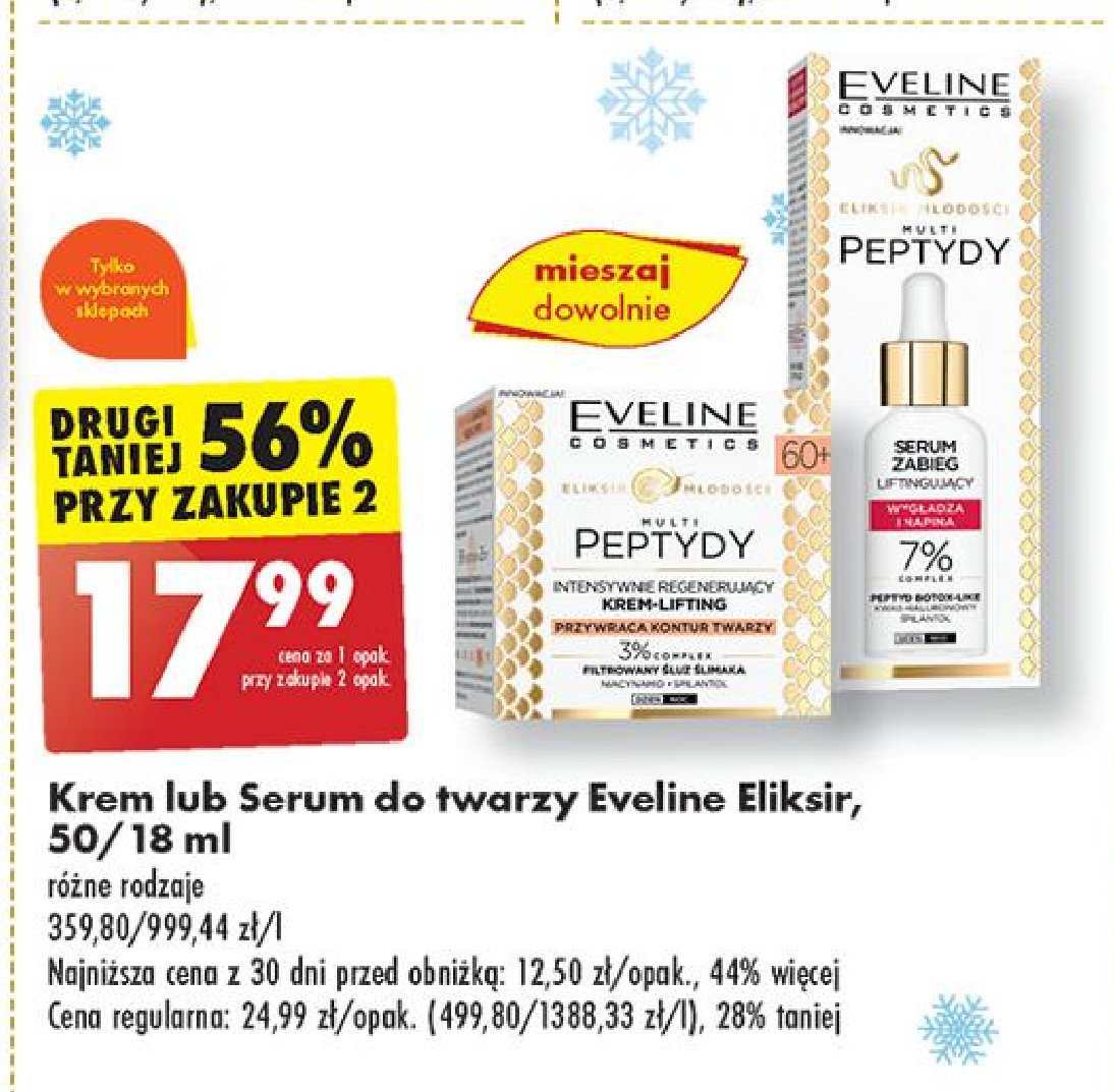 Krem do twarzy na dzień 60+ Eveline gold peptides promocja