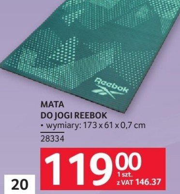 Mata do jogi Reebok 173 x 61 x 0.7 cm promocja w Selgros