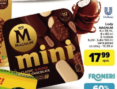 L贸d mini classic + almond + white Algida magnum promocja