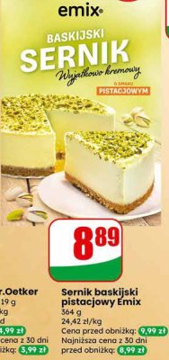 Sernik baskijski pistacjowy Emix promocja w Dino