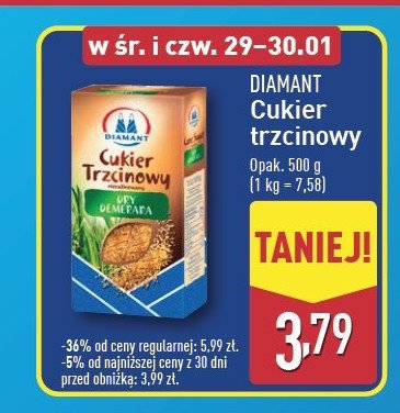 Cukier trzcinowy dry demerara Diamant Diamant polska promocja w Aldi