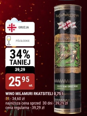 Wino Milamuri Rkatsiteli 0,75 l promocja w bi1