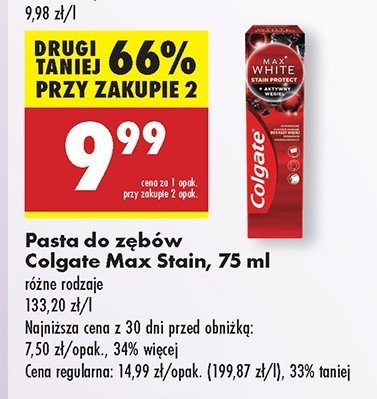 Pasta do zębów expert anti stain Colgate max white promocja w Biedronka