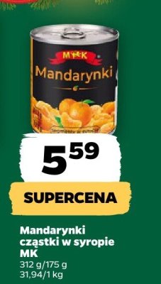 Mandarynki cząstki w syropie MK promocja w Netto
