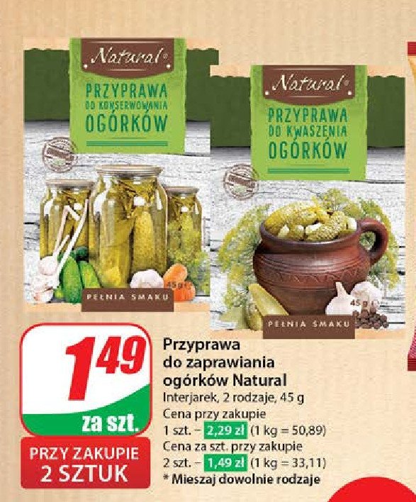 Przyprawa do konserwowania ogórków Natural promocja w Dino