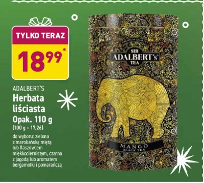Herbata zielona li艣ciasta z aromatem z flaszowca mi臋kkociernistego Adalbert's tea promocja