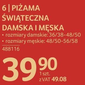 Piżama świąteczna damska i męska promocja w Selgros