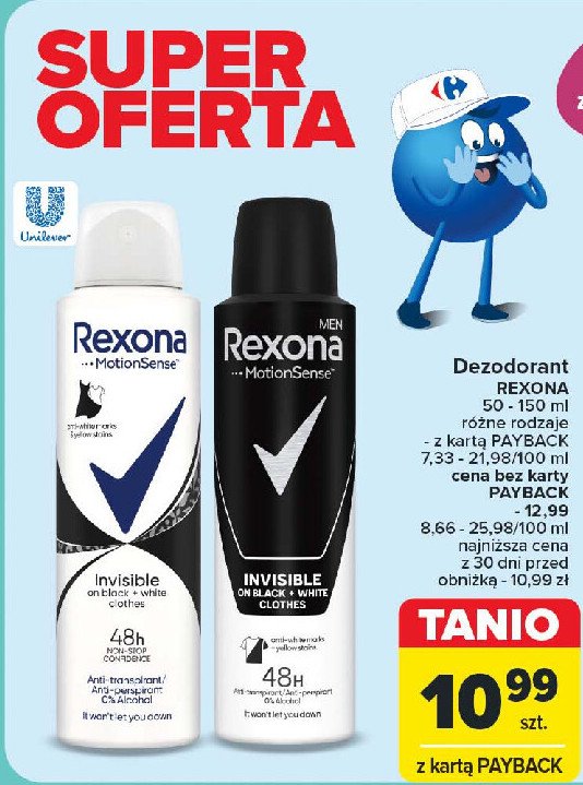 Dezodorant invisible black & white Rexona men invisible promocja