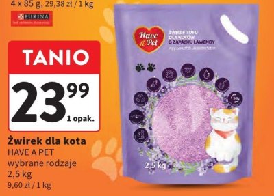 Żwirek dla kota HAVE A PET wybrane rodzaje promocja w Intermarche