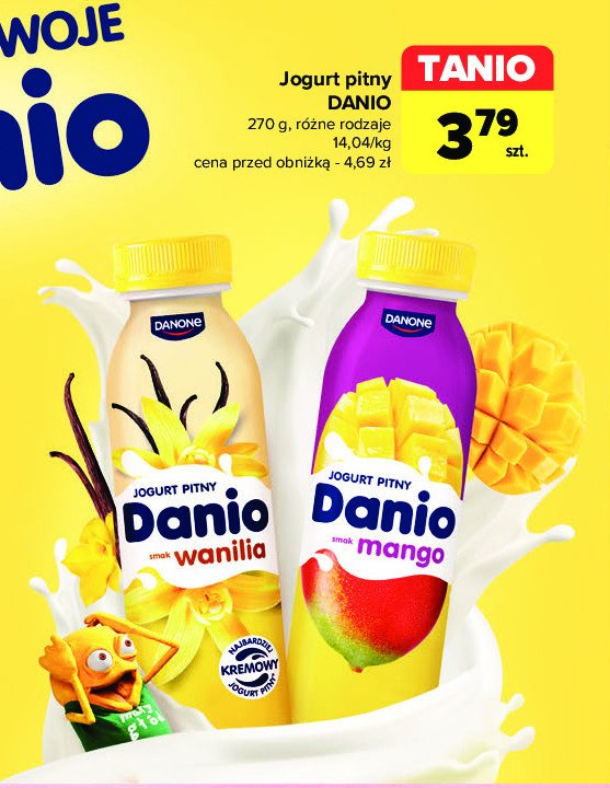 Jogurt pitny wanilia Danone danio promocja w Carrefour Market